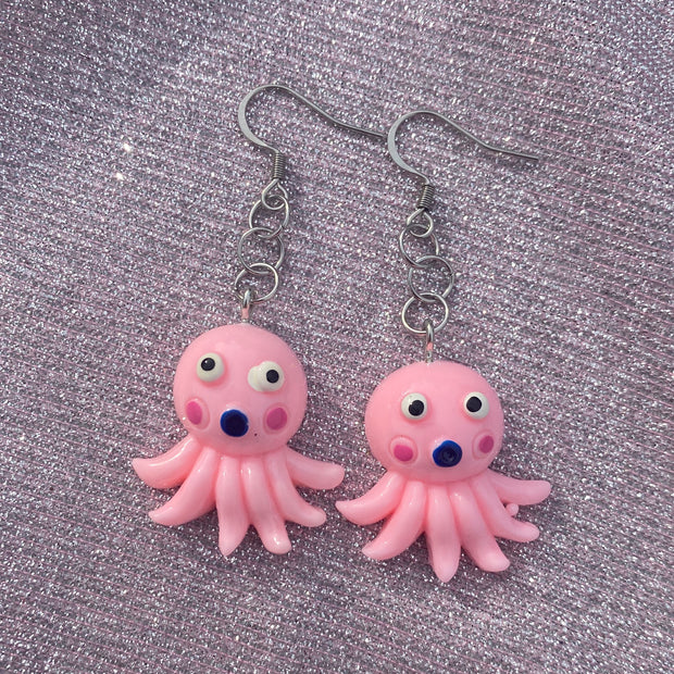 Pink Octopus Earrings