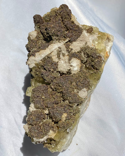 Large Quartz with Green Fluorite & Pyrite Specimen