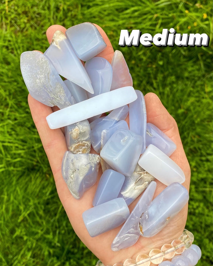 Tumbled Blue Chalcedony