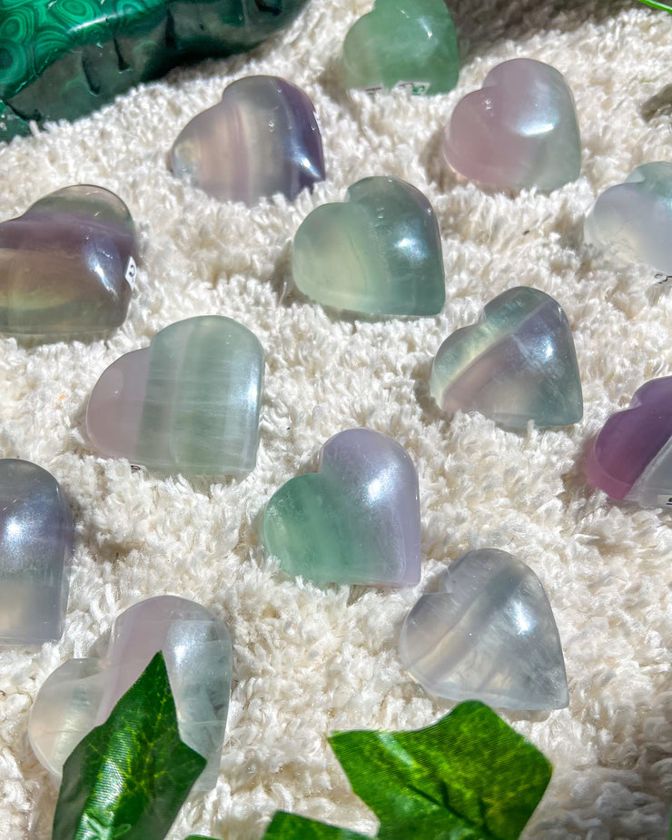 Pastel Green + Purple Fluorite Hearts {Individually Listed, YOU CHOOSE!}