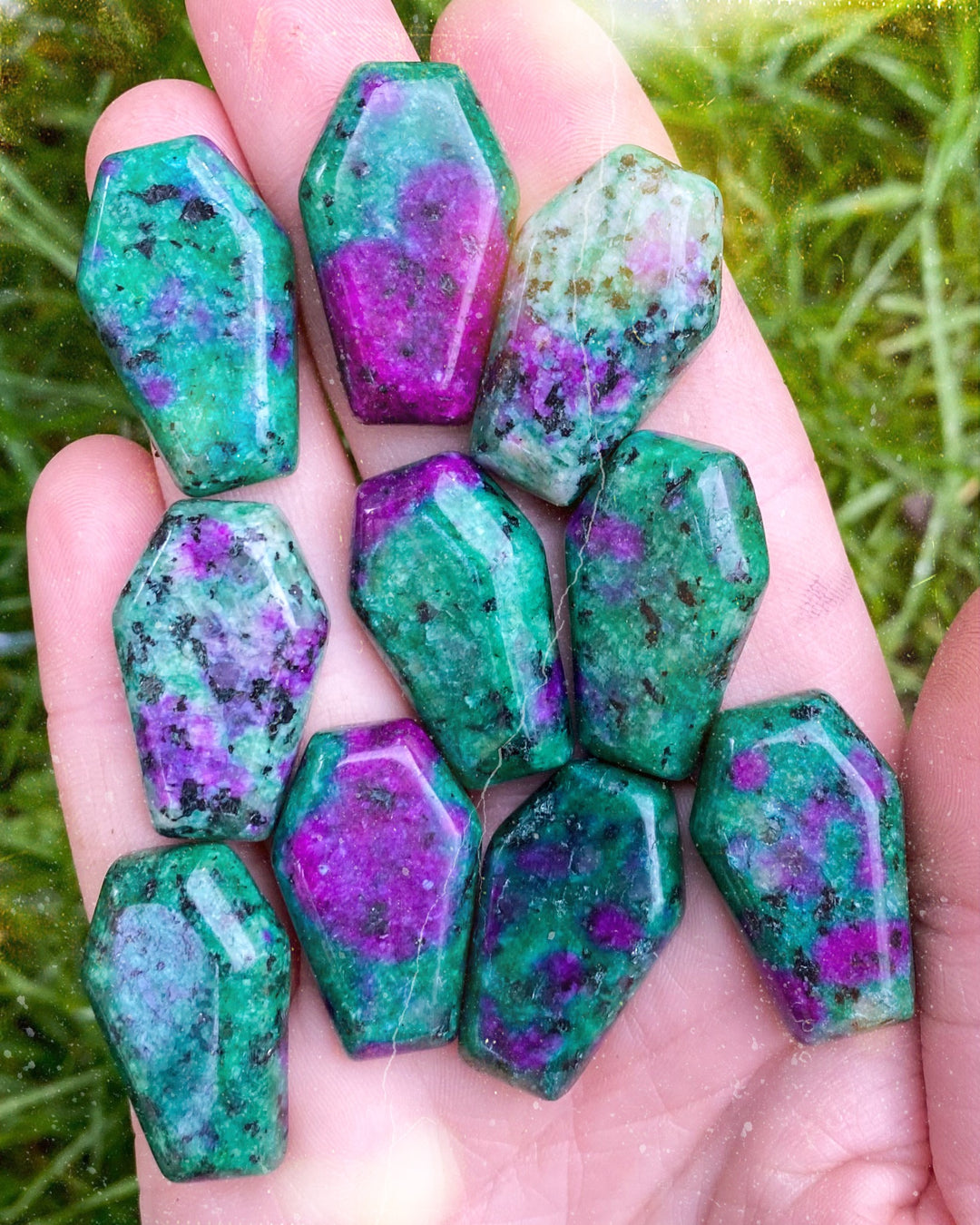 Ruby Zoisite” {Dyed Kiwi Jasper} Coffins – Live in the Light