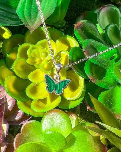Malachite Butterfly Necklace | .925 Sterling Silver