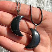 Shungite Crescent Moon Pendant Necklace
