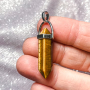 Tigers Eye Double Terminated Pointed Silver Pendant