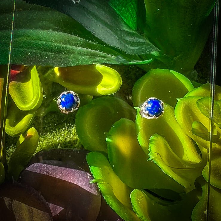 Lapis Lazuli Stud Earrings | .925 Sterling Silver
