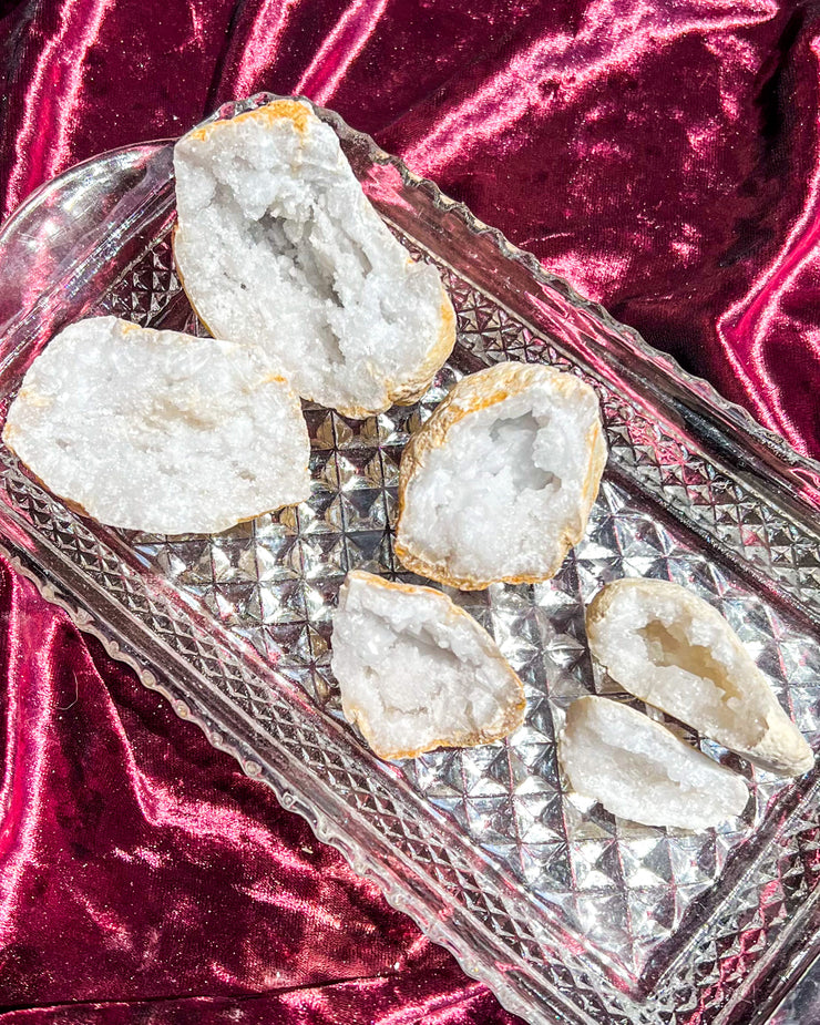 Quartz Geode Druzy Cluster {Pre-Cracked, Sold as Pair}