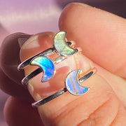Labradorite Crescent Moon 925 Sterling Silver Ring | Unique Jewelry