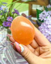 Peach Satin Spar {Selenite} Palm Stone