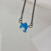 Blue Lab-Opal Dolphin Choker Necklace