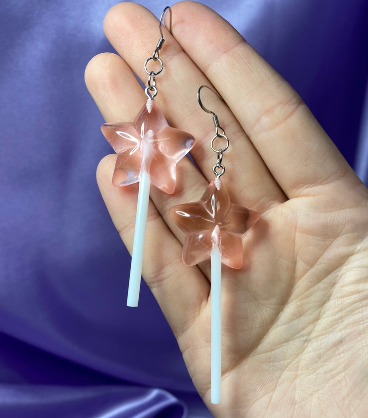 Pink Star Lollipop Earrings