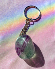 Rainbow Fluorite Tumbled Keychain