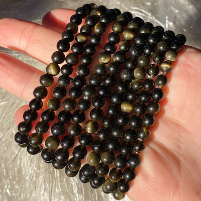 Golden Sheen Obsidian Bracelet {6mm}
