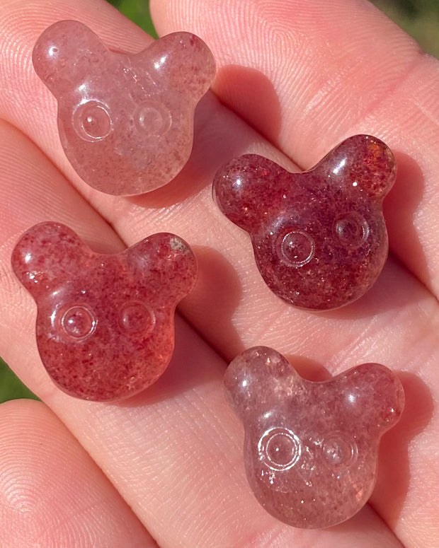 Strawberry Aventurine {Quartz} Funky Bear Heads