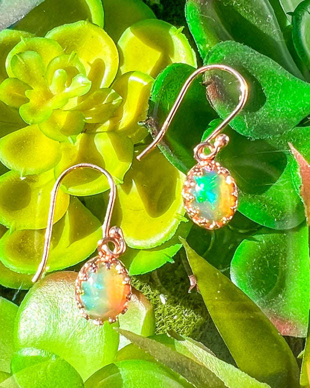 Flashy Opal Dangle Earrings | 18kt Rose Gold Vermeil