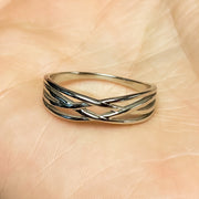 Interlocking Band Weave 925 Sterling Silver Stackable Ring