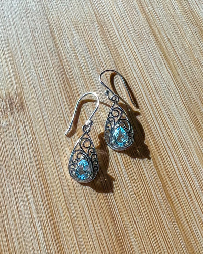 Aquamarine Princess Dangle Earrings | .925 Sterling Silver