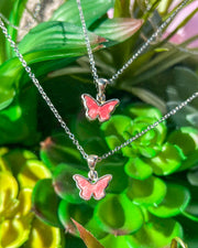 Thulite Butterfly Necklace | .925 Sterling Silver