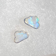 Rainbow Moonstone Cloud Sterling Silver Stud Earrings (Pair)