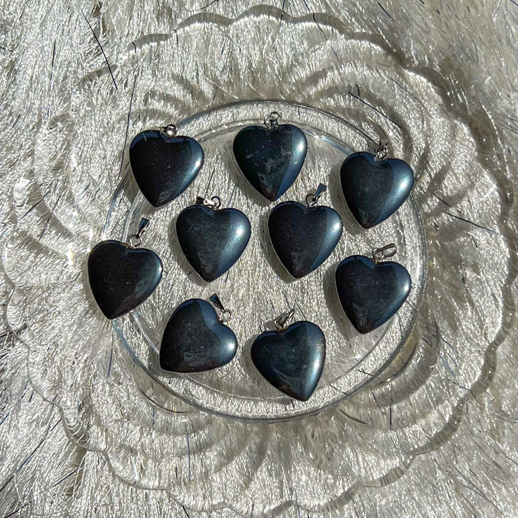 Hematite Heart Pendant Necklace