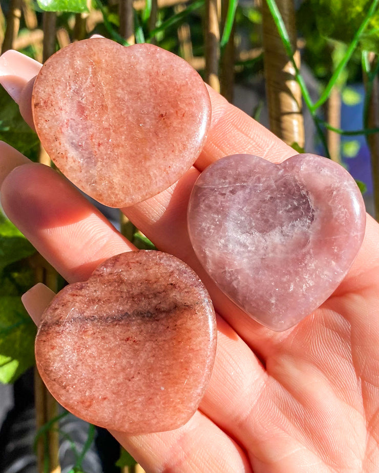 Strawberry Aventurine “Quartz” Heart Worry Stone