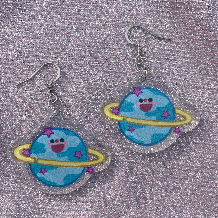 Blue Saturn Earrings