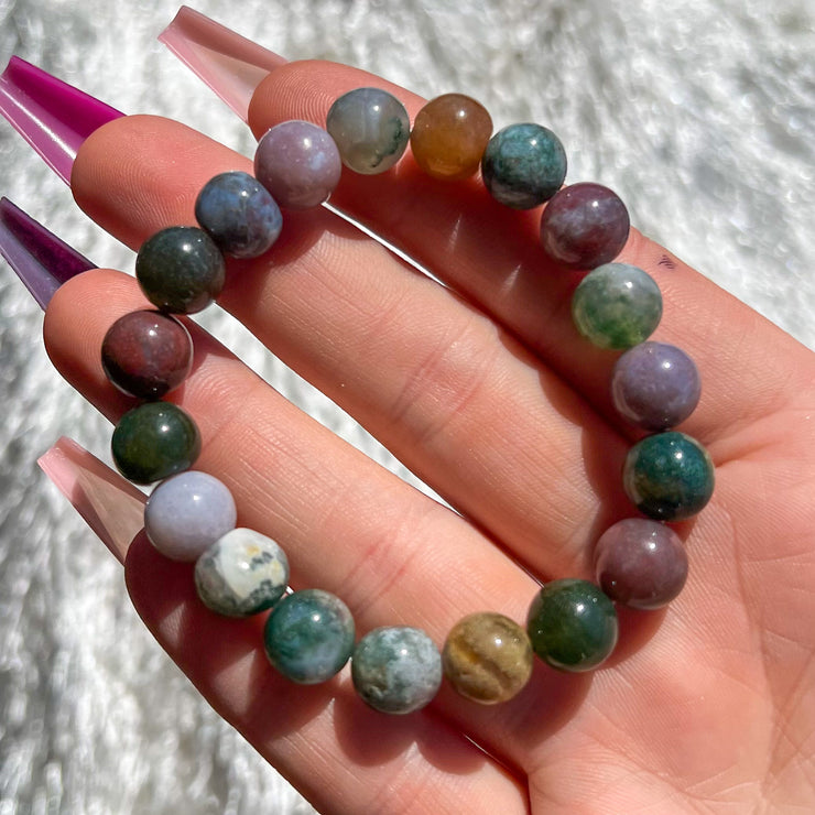 Buy Natural Moss Agate Stone Bracelet 8 mm price - 400/- rs