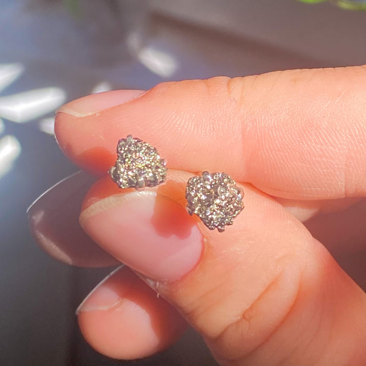 Pyrite Sterling Silver Stud Earrings (Pair)