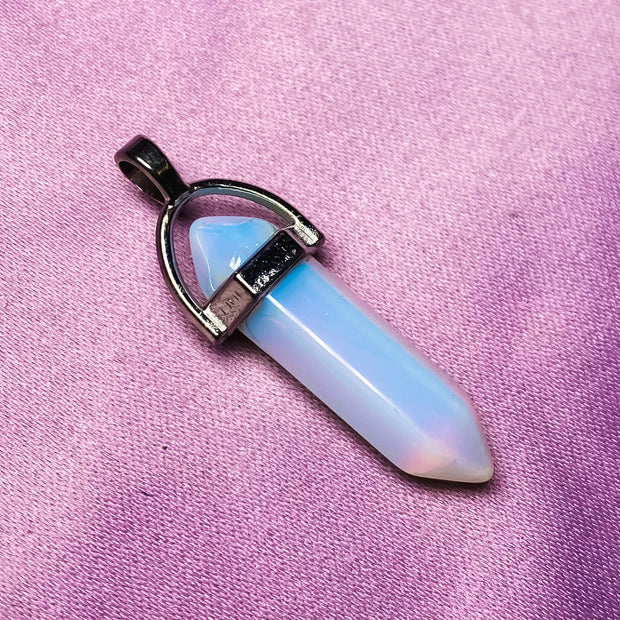 Opalite Double Terminated Pointed Silver Pendant